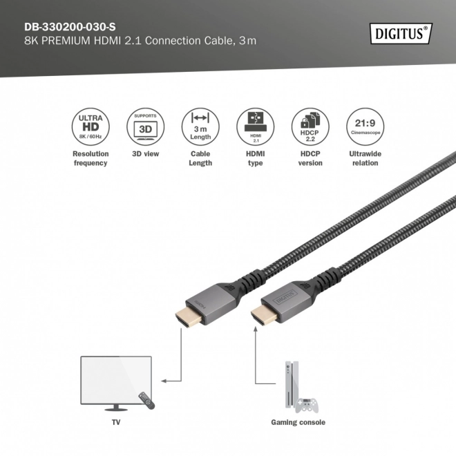 HDMI kabel 2.1 Ultra HighSpeed 8K UHD 3m črn