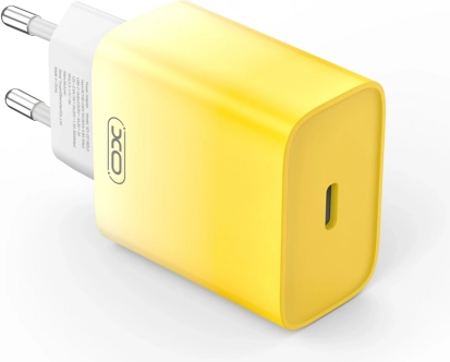 Stenska polnilna naprava XO z USB‑C, PD 30 W (rumena)