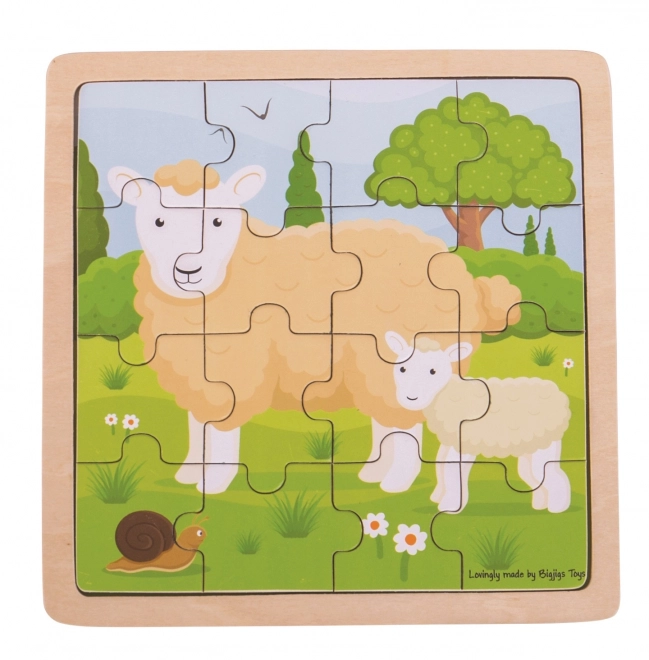 Bigjigs Toys sestavljanka - Ovca z jagnjetom