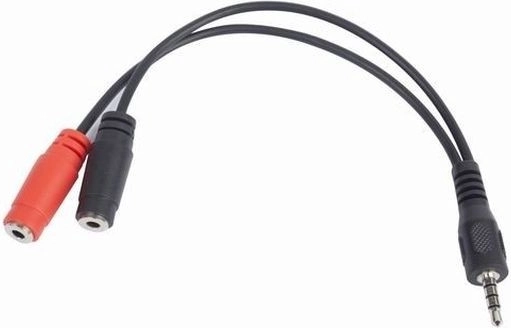 Adapter jack 4‑pin (M) na 2× jack (Ž) 20 cm