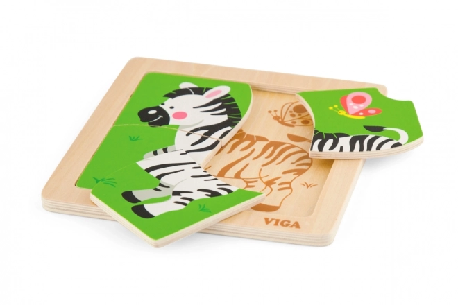 Lesena sestavljanka 4 deli - zebra