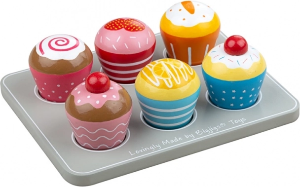 Bigjigs Toys leseni mafini s pladnjem
