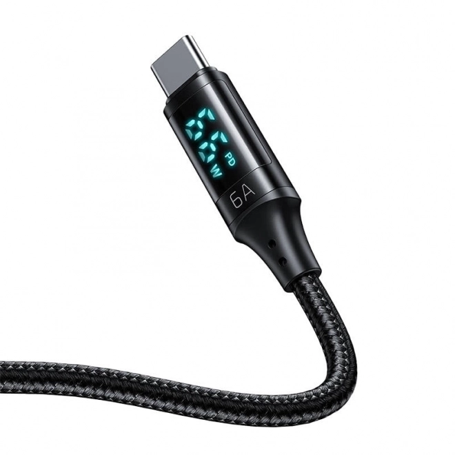 Mcdodo CA-1080 USB na USB-C kabel z zaslonom, 66W, 6A, 1,2 m (črn)