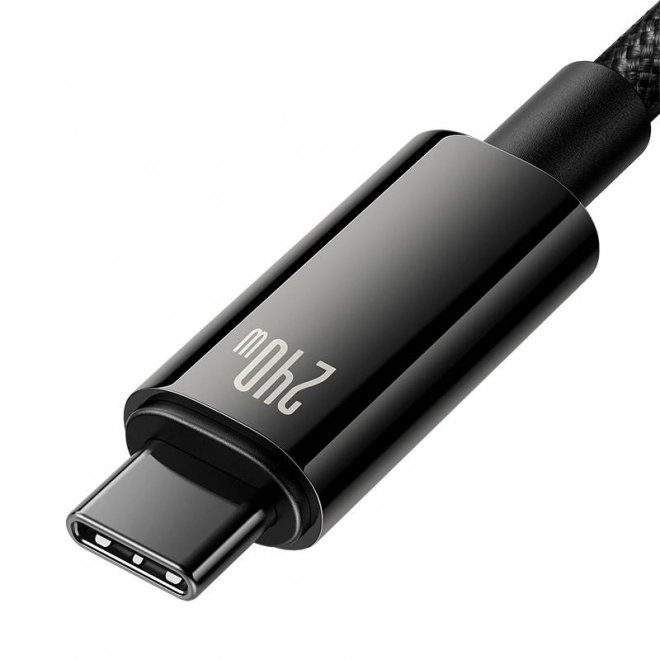 Podatkovni kabel Baseus Tungsten Gold USB-C na USB-C 240W 2m črn
