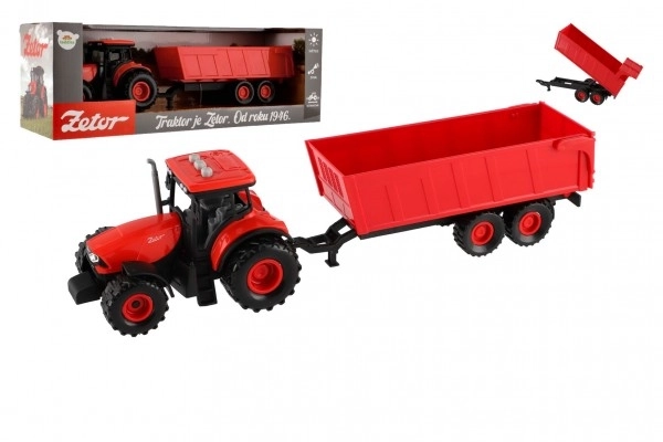 Rdeč traktor Zetor s prikolico z zvočnimi in svetlobnimi učinki - 36 cm