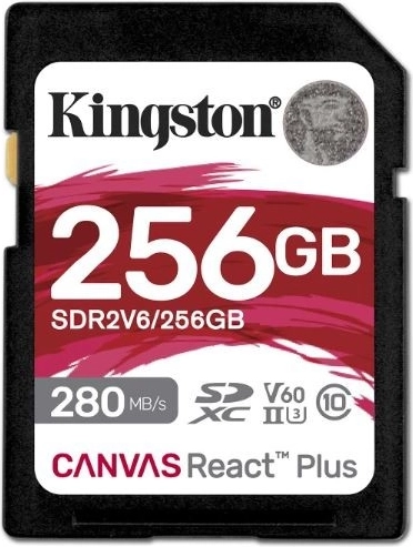 Pomnilniška kartica Kingston Canvas React Plus 256GB 280/150 MB/s U3 V60 SD
