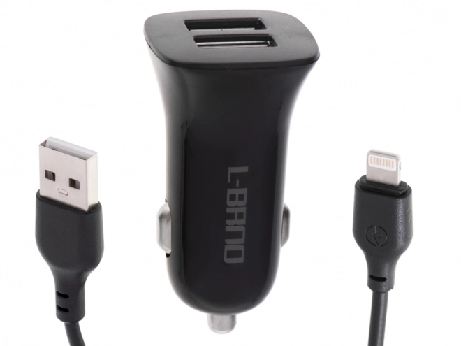 L-BRNO Dvojni polnilec za avto USB + Lightning