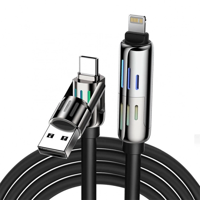 4-v-1 USB-C/USB-A na USB-C/Lightning kabel Blitzwolf BW-HDC6 1.2m 240W RGB (črna)