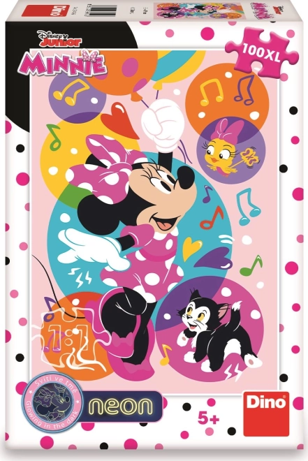 Svetleči neonski puzzle Minnie in balončki 100 XL kosov