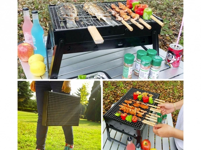 Prenosni zložljivi žar na oglje za kampiranje in BBQ