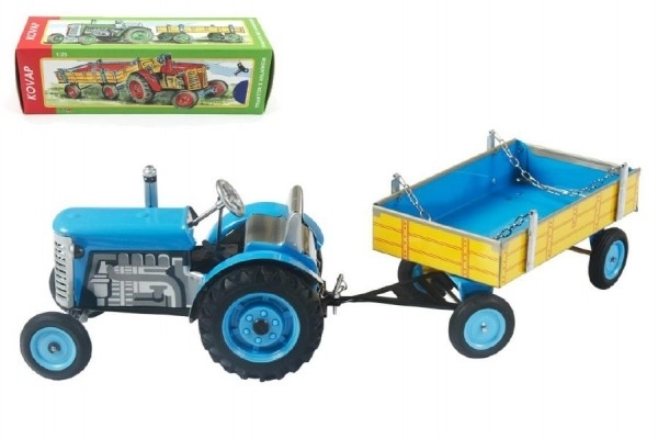 Traktor Zetor z vogalom moder na ključ kovinski 28cm Kovap v škatli