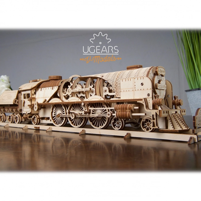 Ugears 3D sestavljanka - Lokomotiva V-express z vagonom 538 kosov