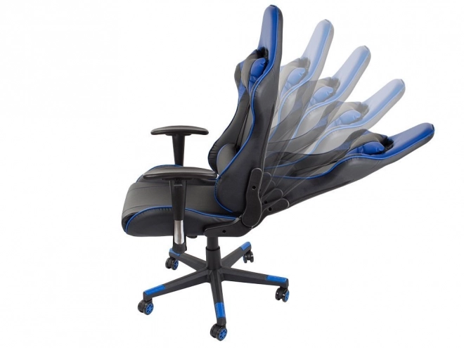 Ergonomski igralni stol z nastavljivimi 2D nasloni za roke modre barve
