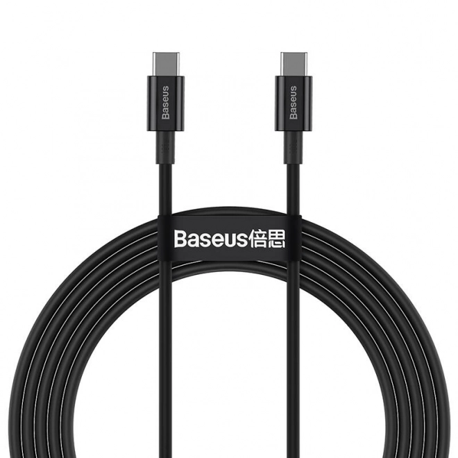 Kabel Baseus iz serije Superior, USB-C na USB-C, 100W, 2m (črn)