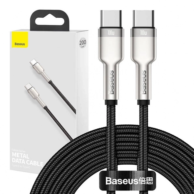 USB-C na USB-C kabel Baseus Cafule 100W, 2m črn