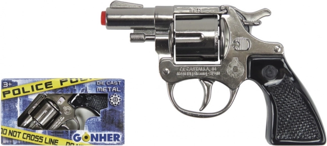 Policijski kovinski revolver na kapice, srebrn (8 strelov)