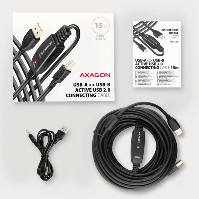 ADR-215B USB 2.0 A-M -> B-M aktivni povezovalni kabel/ojačevalnik 15 m