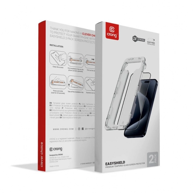 EasyShield 2-paket kaljenega stekla za iPhone 16 / iPhone 15