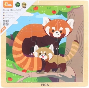 VIGA lesene sestavljanke – rdeča panda, 9 kosov