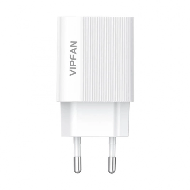 Mrežni polnilec VFAN E01, 1x USB, 2,4A + kabel Lightning (bela)