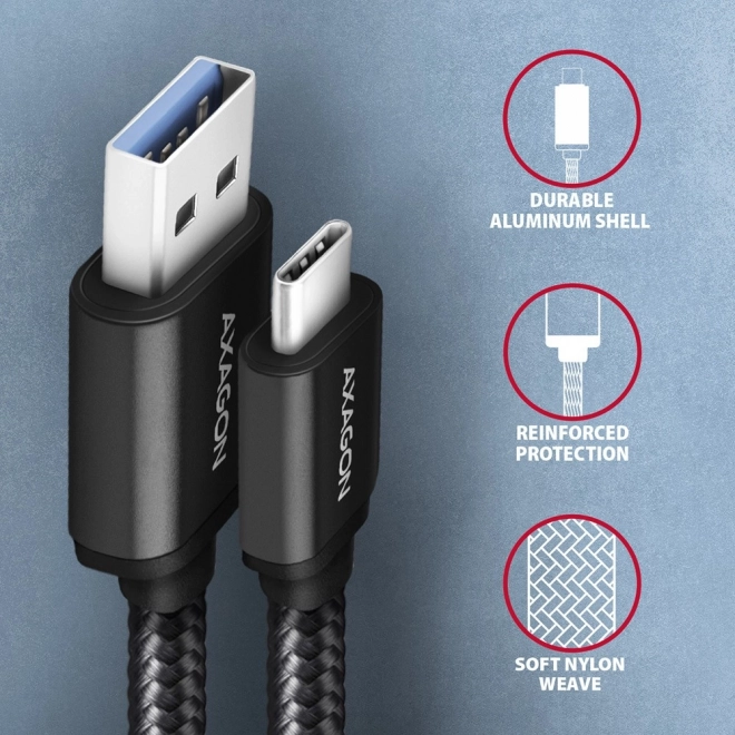 Kabel USB-C na USB-A 1,5 m USB 3.2 Gen 1 3A ALU pleten