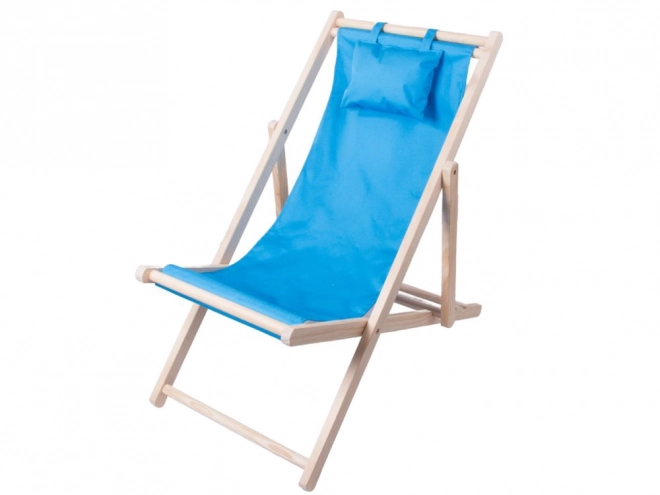 Leseni zložljivi plažni ležalnik s blazino