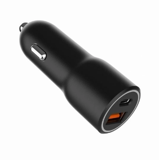 Hitra črna USB-A/USB-C avtopolnilnik 38W PD