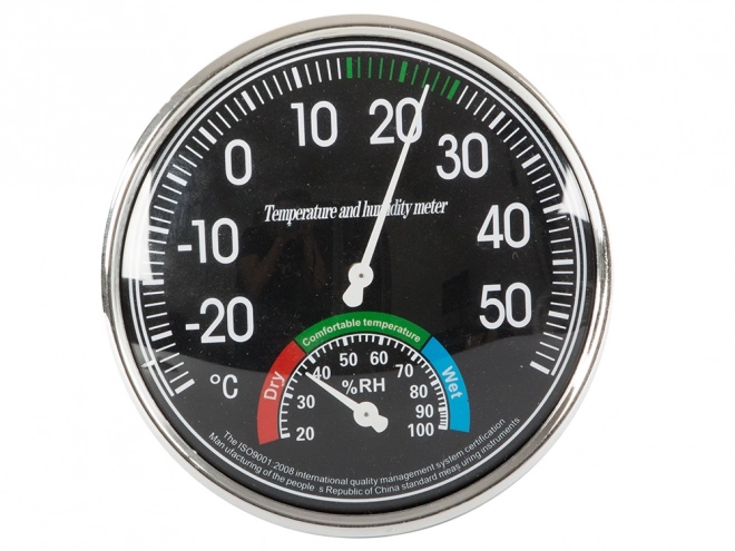 Sobni analogni higrometer in termometer črn
