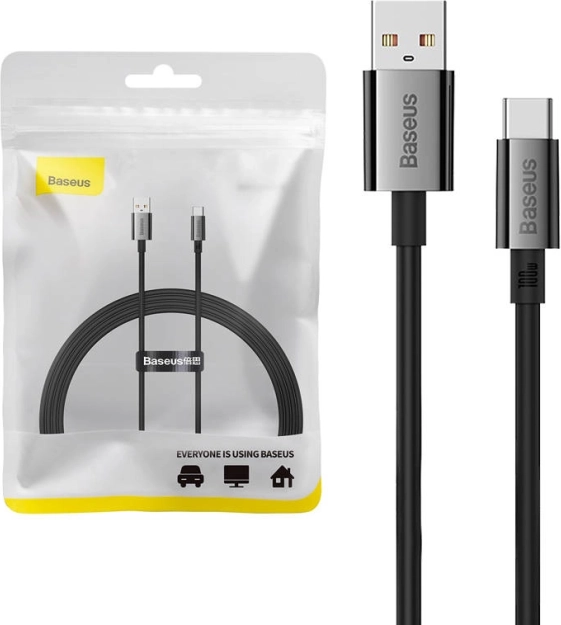 polnilni in podatkovni kabel USB‑C BASEUS Superior z zaslonom 100 W 1,5 m črn