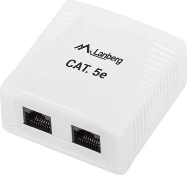 Stenska mrežna vtičnica 2x RJ45 Kat.5E bela