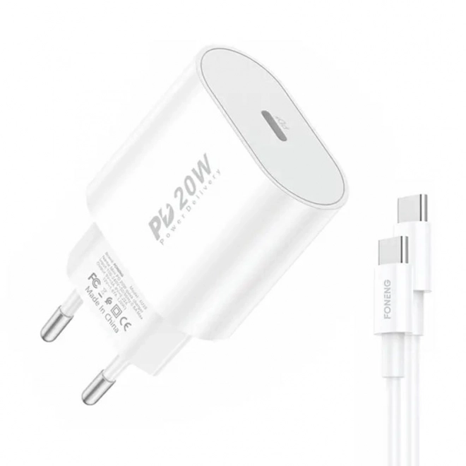 Hitri polnilec Foneng 1x USB EU39 + kabel USB tipa C