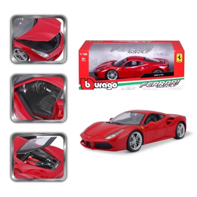 Kovinski avto Ferrari 488 GTB rdeč