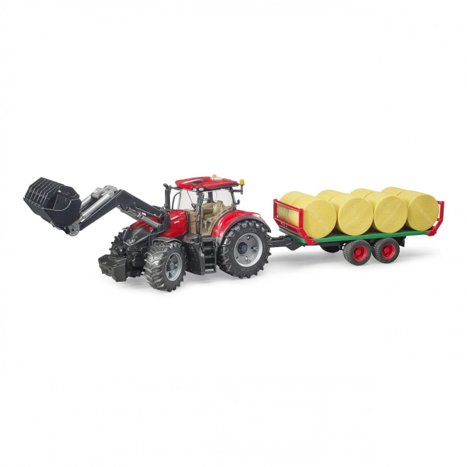 Bruder Traktor Case IH Optum 300 CVX s čelnim nakladalcem in prevoznikom za bale