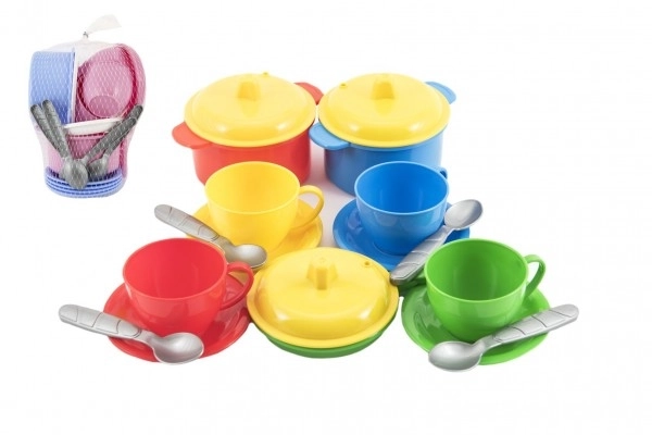 Komplet posoda plast barvna 18kos v mreži 12m+