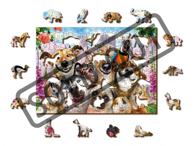 Lesena ura Leseni puzzle Nori hišni ljubljenčki 2v1, 200 kosov EKO