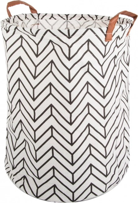 Tekstilna košara za perilo in igrače XL, zložljiva, 40×35 cm, črno-beli chevron