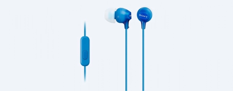Ušesne slušalke z mikrofonom SONY MDR-EX15AP modre