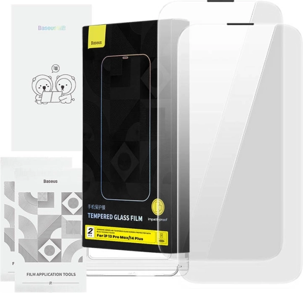 Kaljeno steklo BASEUS Corning s filtrom proti prahu za iPhone 13 Pro Max / 14 Plus
