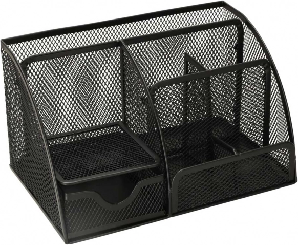 Kovinski namizni organizator s 7 predelki – črn