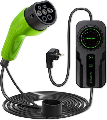 Mobilni polnilec za električna vozila z regulacijo 2v1 tip 2 | schuko | 3,5 kW | 230 V | LCD | prenosni | wallbox | 5 m