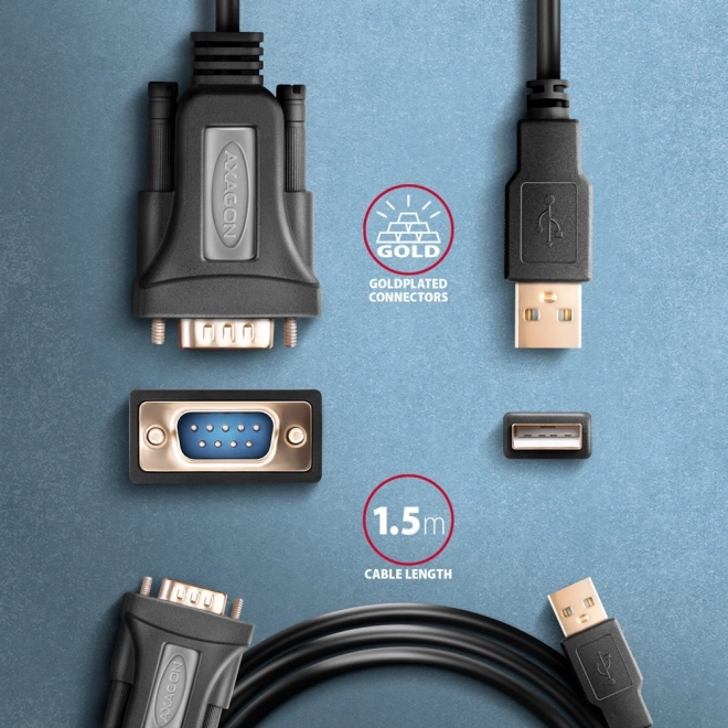 USB 2.0 adapter na RS-232 z zaporednim priključkom, 1,5m kabel, FTDI čip