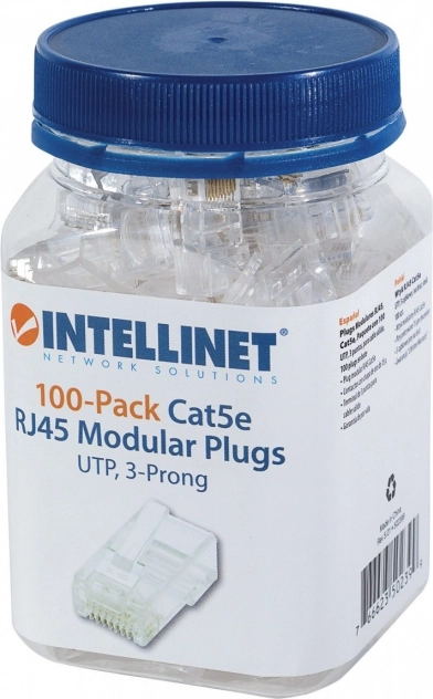 Konektor RJ45 UTP za polni vodnik 8p8c, kategorija 5e, pakiranje 100 kos