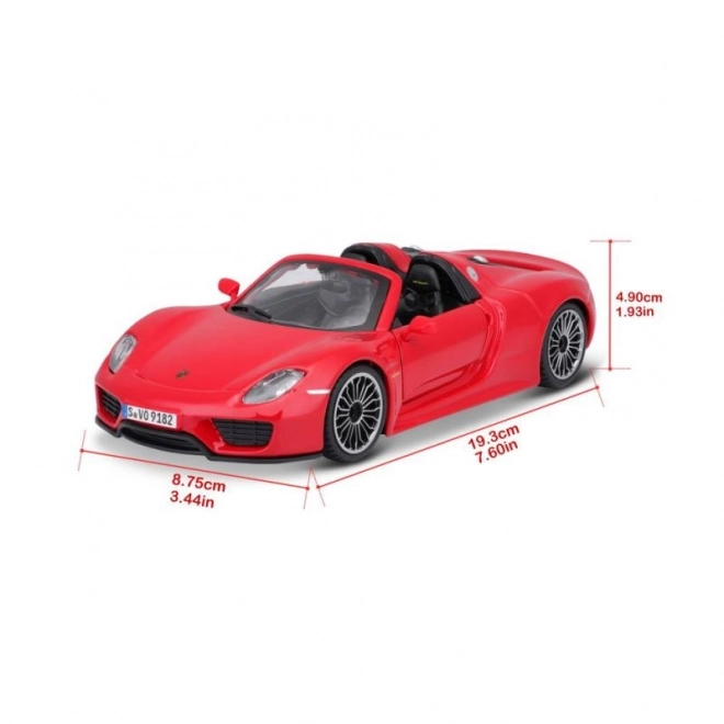Kovinski avto Porsche 918 Spyder rdeč