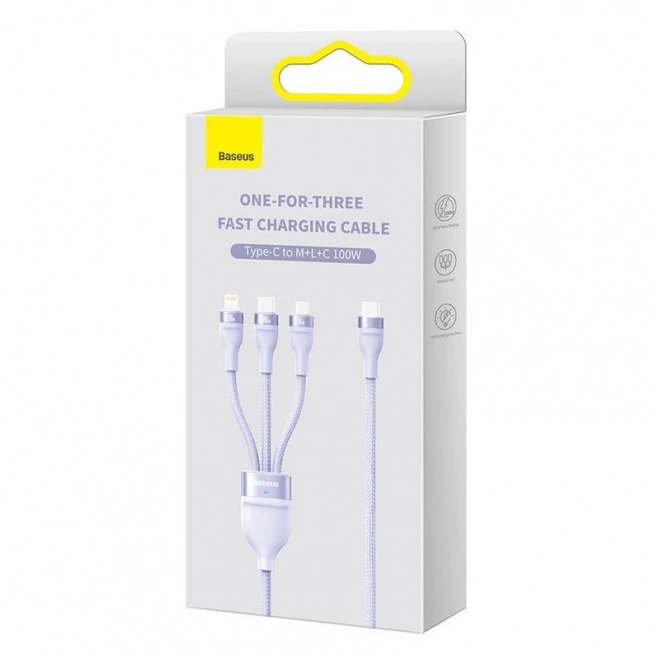 Večfunkcijski polnilni kabel Baseus z USB-C, Micro USB in Lightning priključki, 100W, 1,5 m