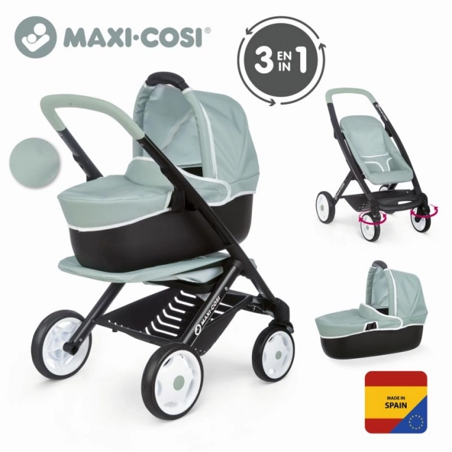 Povezan voziček Maxi Cosi za lutke zeleno-siva