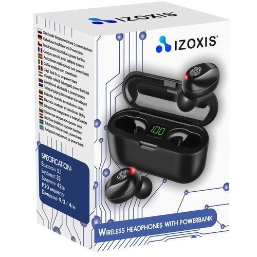 Bluetooth brezžične slušalke - črna + powerbanka