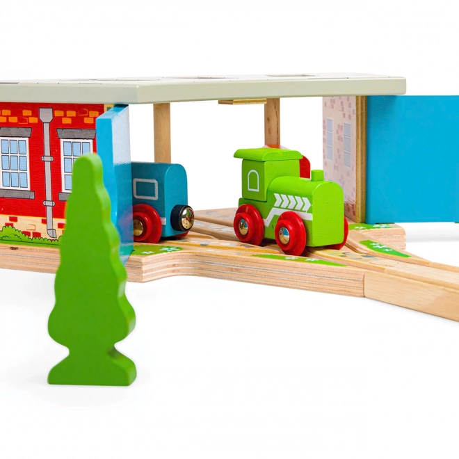 Bigjigs Rail Trojno depo z vrati