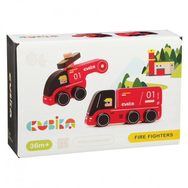 CUBIKA 15559 Gasilsko - lesena igrača z helikopterjem