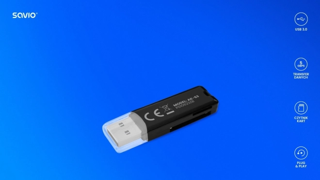 Bralnik kartic SD, USB 2.0, 480 Mb/s, AK-63
