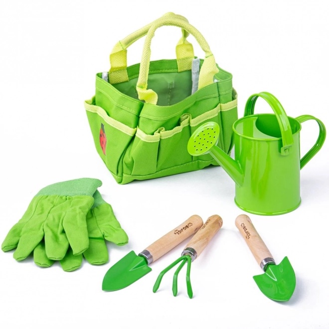 Bigjigs Toys Vrtni set orodja v platneni torbi zeleni